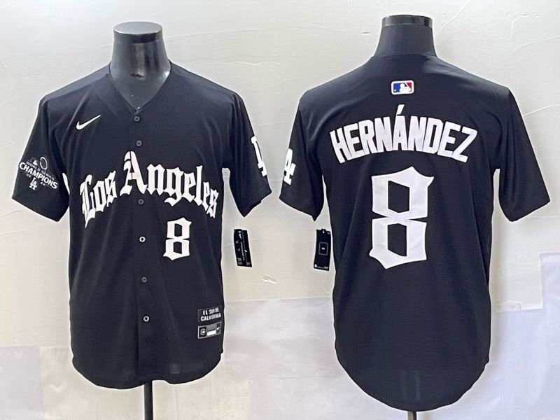Men 2025 Los Angeles Dodgers #8 Hernandez Black Five generations Joint Name Nike MLB Jersey style 6->los angeles dodgers->MLB Jersey